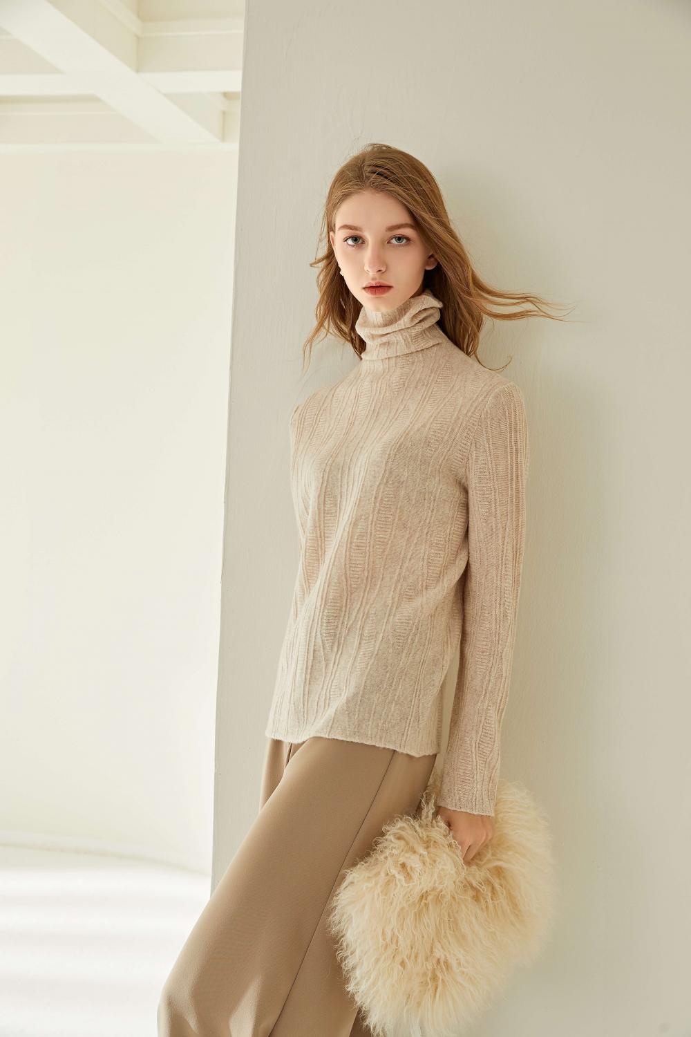 Long sleeve pullover pure wool sweater for lady