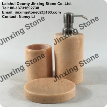 Yellow Bathroom Accessories in Marble Natural Stone Tumbler Stone Soap Dish Soap Dispenser Stone