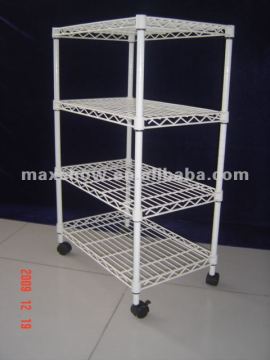 NSF White powder coating 4-tier mobile metal storage rack