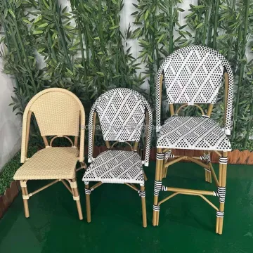 Luxury French Patio Restaurant Furniture - Outdoor Garden Cafe Aluminum Rattan Bistro Dining Chair