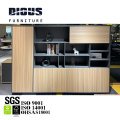 European style office use boss room golden eucalyptus foshan factory wood file cabinet