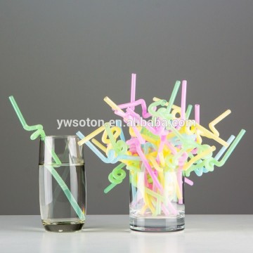 Eco-friendly Plastic Double Bendy Flexible Drinking Artistic Straws Cocktail Drink Straw Assorted Colors