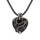 Black Onyx Heart Antique Silver Dragon Gemstone Pendant (32x42mm) for DIY Making Jewelry