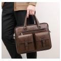 Leather Briefcase Messenger Bag for Men