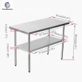 Mesa de trabajo de cocina de acero inoxidable con placa para salpicaduras