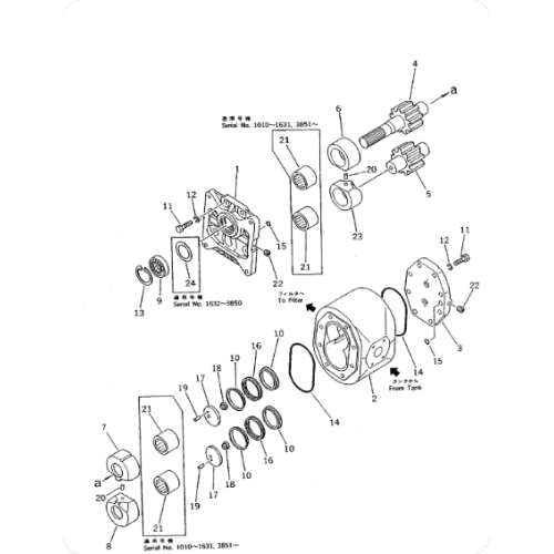 Bulldozer D355A-5 working pump 07448-66200