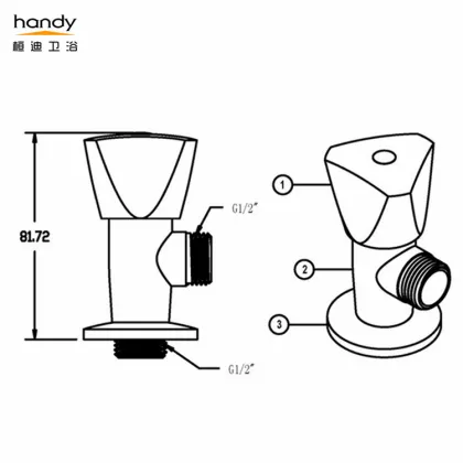Cold and hot general triangular water stop valve