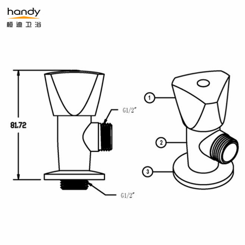 कनेक्शन आकार G1 / 2 &quot;X G1 / 2&quot; के साथ कोण वाल्व