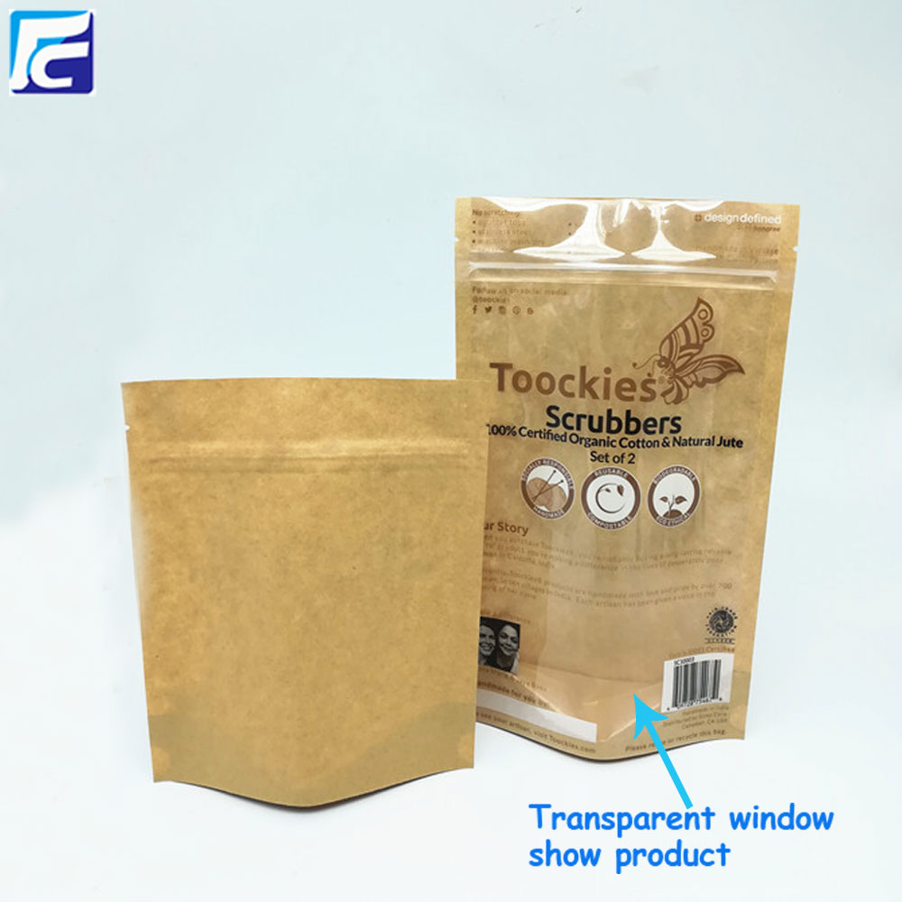 Candy transparente zip lock sacos de papel Kraft