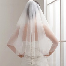 Wedding Veil Bridal Tulle Veils with Comb Two Layers Short White Wedding Veils Cheap Ivory Bridal Veil
