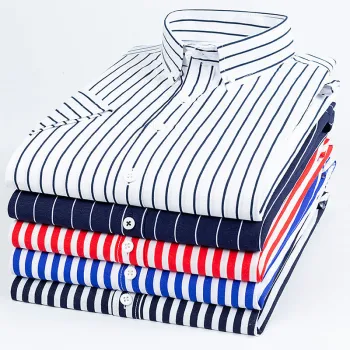 Customizable Men's Short Sleeve Vertical Stripe Shirt
