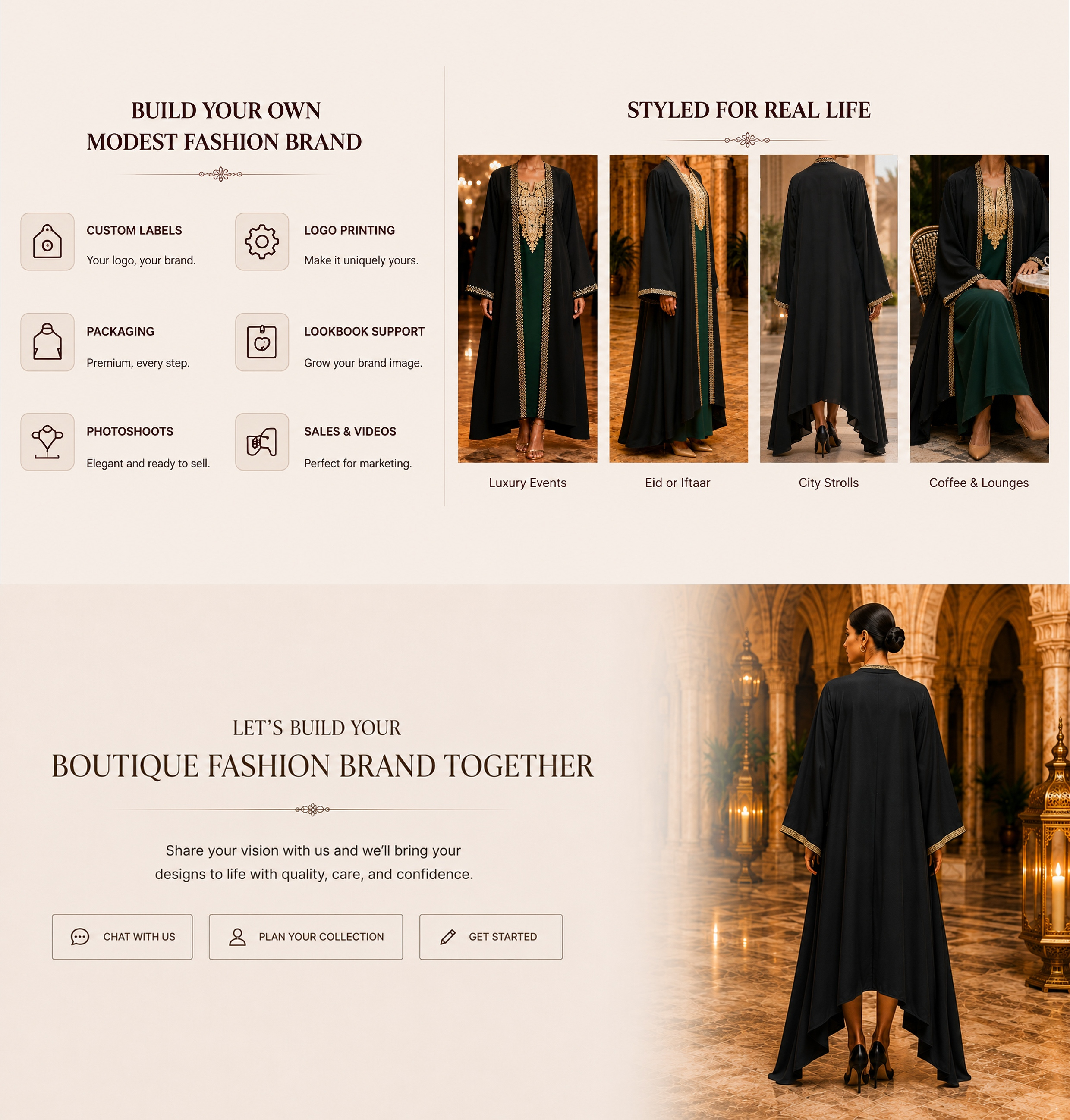black chiffon open abaya set private label styling