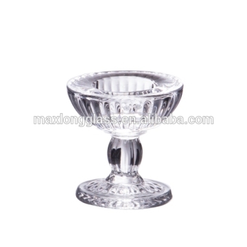 Clear Pressed Glass votive holder with stem