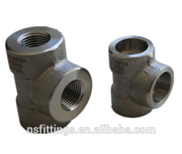 A105 ASME B16.11 6000lbs pipe fittings 90degree thread Elbow Tee