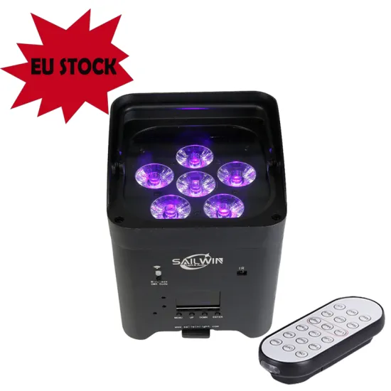 EU Shipped 6x18W Battery-Powered DMX WiFi LED Flat Par Light - Disco Stage Lighting
