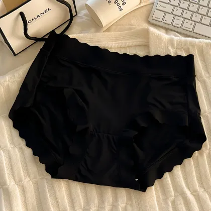 Women's Mid-Waist No Show Ice Silk Stretch Bikini Underpants