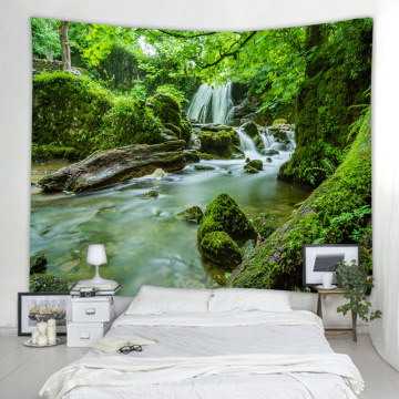 Forest Tapestry Trees River Wall Hanging Nature Style 3D Print Tapestry for Livingroom Bedroom Home Dorm Decor