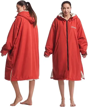 Polar fleece lining waterproof swim parka changing robe