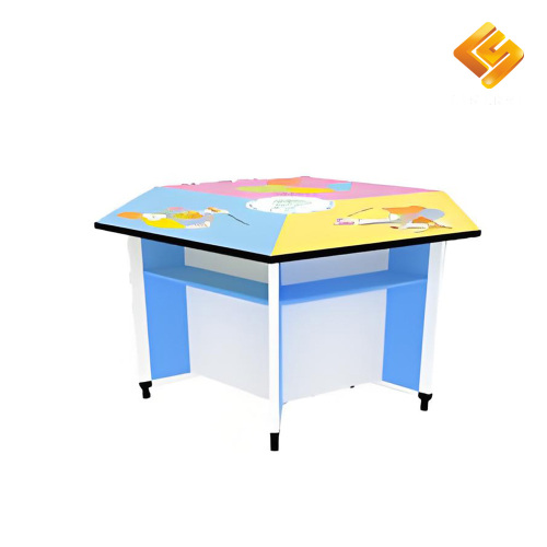 Детский веселый и креативный шестиугольный письменный стол.