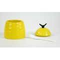 Yellow bee shape food canister ceramic with lid