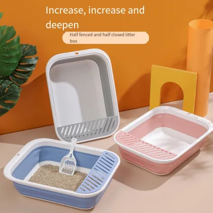Space-Saving Silicone Foldable Cat Litter Box