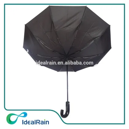 black automatic windproof totes umbrella with J hook handle
