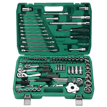 121 Pcs Socket Set with Ratchets - 6pt & 12pt Drives, Quick Release Reversible Ratchet