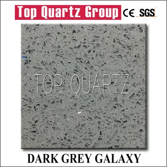Hot sales dark grey galaxy quarta stone,Kitchen quartz stone table top polishing