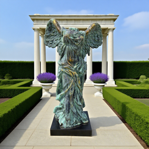 Bronze Winged Victory Statue with Historic Green Finish
