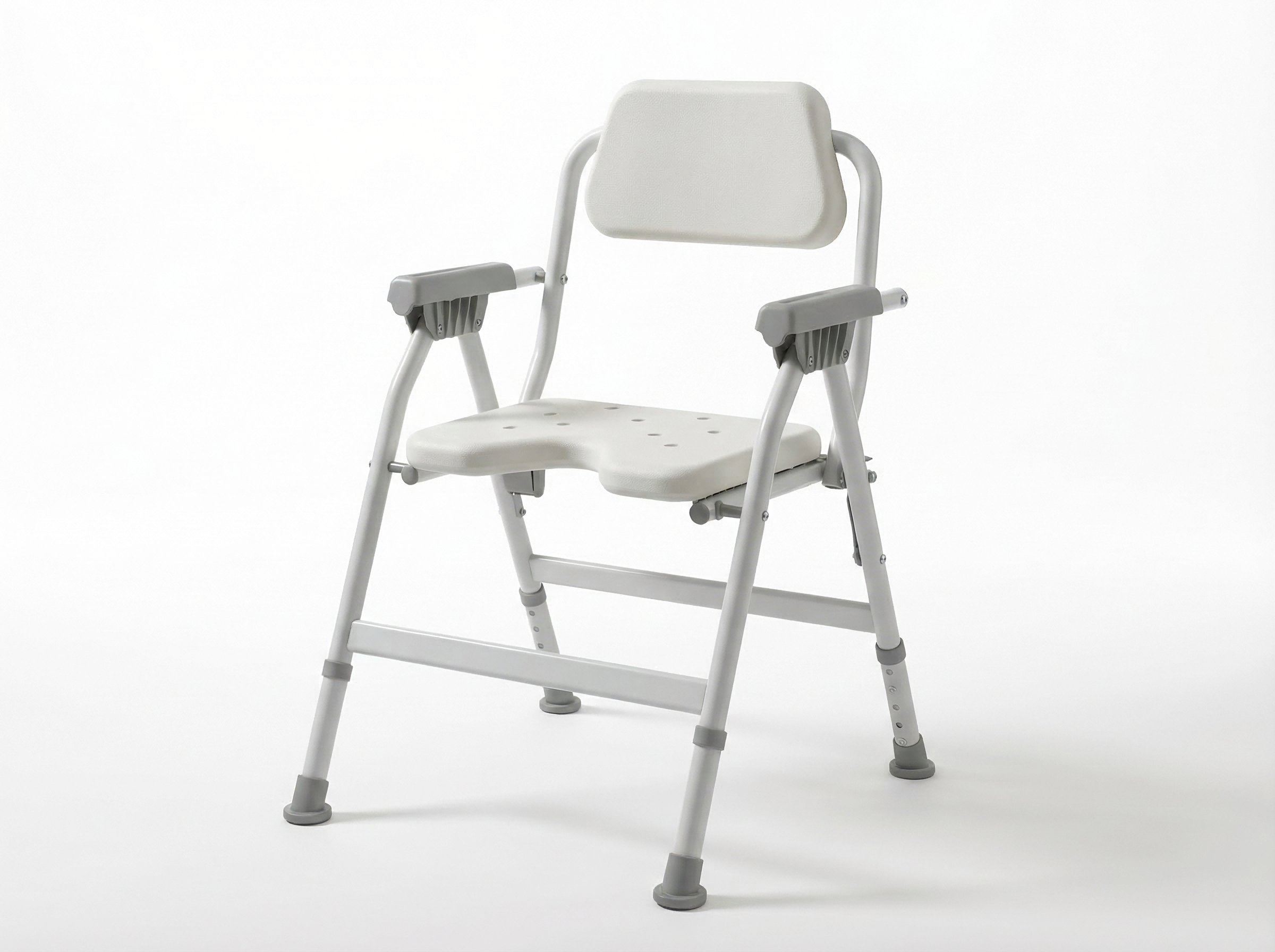 Ergonomic Shower Stool with Flip-Up Backrest and U-Seat Design - View 5