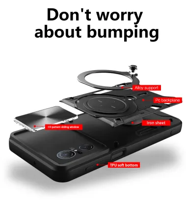 Shockproof Slide Lens Magnetic Hard TPU PC Armor Case for TCL Phones