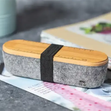 RPET Felt Storage Box with Bamboo Lid and Phone Holder