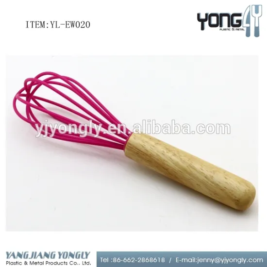 Wooden handle silicone manual egg beater