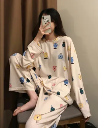 Women Long Sleeve Milk Silk Pajamas