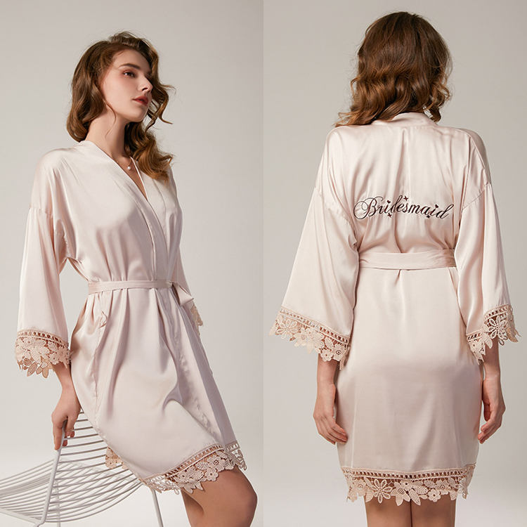 women Lace Silk Robe