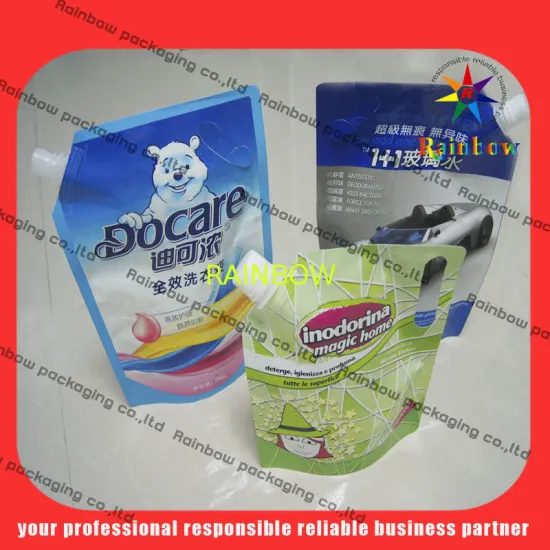 Lovely Detergent Spout Pouch Packaging With Hang Hole