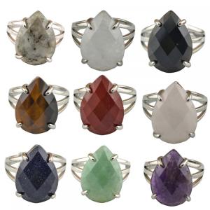 Натуральное каменное кольцо для женщин Gemstone 13x18 мм слезоточивые капли.