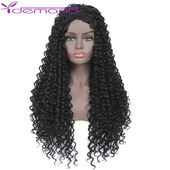 Wholesale Y Demand Long Black Water Wave Wig Like Human Hair Wigs For Black Women Kinky Curly Wig Machine Made Cheap Wig