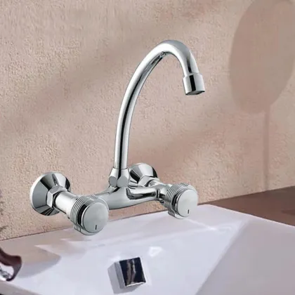 Plated Chrome Swan Neck Kitchen Sink Tap Faucet