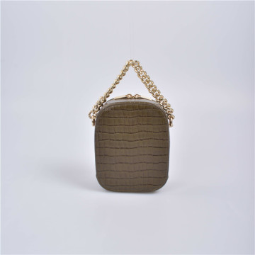 Square crossbody bag with chain handle