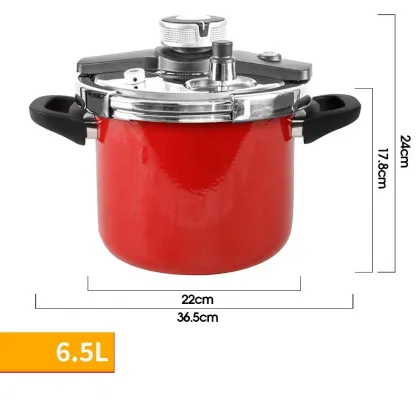 High-End Red Enamel Pressure Cooker with Bakelite Handle for Gas and Induction Stoves