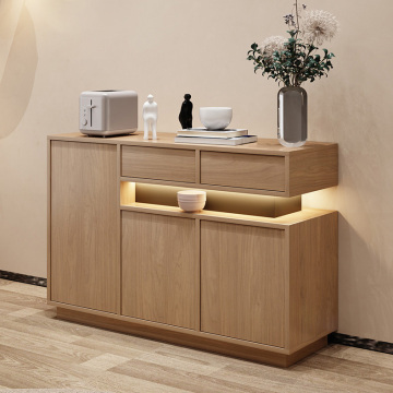 Modern Scandinavian Sideboard for Living Room and Entryway with Ambient Lighting