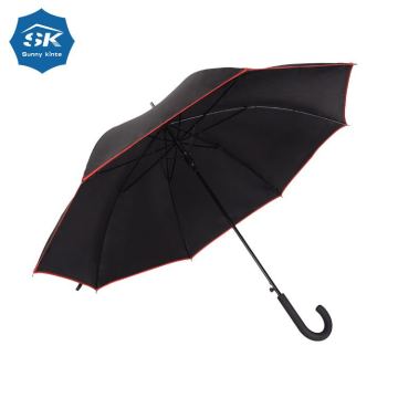 Chinese J Shape Wooden Handle Windproof Automatic Open Umbrella