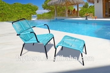 GW3360 New style Outdoor steel furniture round rattan leisure chair with footreat
