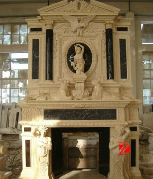 Large marble fireplace mantel