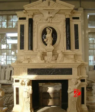 Large marble fireplace mantel