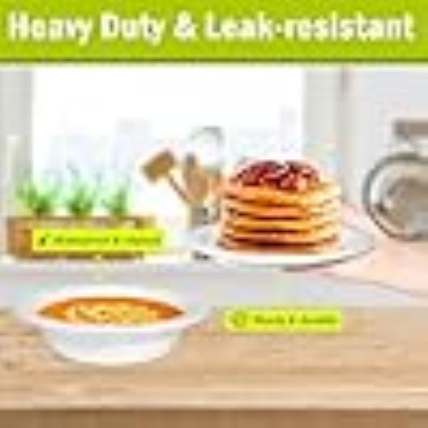 Disposable Paper Plates & Bowls - 6 inch, 12 OZ, Compostable, Biodegradable Eco Friendly for Cereals, Dessert, Salad - 100 Pack,