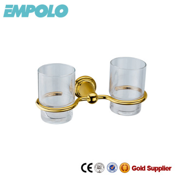 Gold Color Luxury Bathroom Twin Tumbler Holder, Wall Mounting Brass Tumbler Holders 916 05B