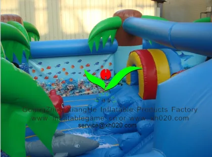 2015 New arrived sea theme bouncer castle inflatable shark bouncer