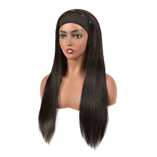 Straight Headband Wig Human Hair Loose Deep Wave Brazilian hair Wig Head Band Glueless 180 Density Human Hair Wig